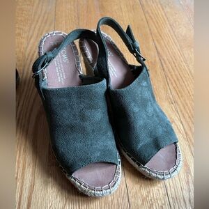 TOMS Women's Espadrilles - Dark Green Suede